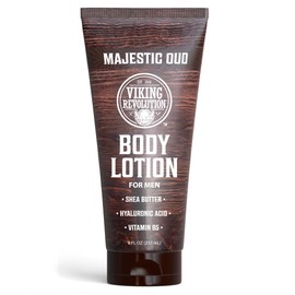 Viking Revolution Majestic Oud Body Lotion for Men – Mens Lotion for Dry Skin with Shea Butter, Hyaluronic Acid and Vitamin B5 – Nourishing Mens Body Lotion for Hydrated and Smooth Skin (8oz, 1 Pack)