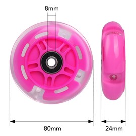 Gladeer 1-Pack 80mm Light Up Scooter Wheel Rear Colorful Led Flashing Replacement Wheel for 3-Wheeled Kid Scooter (Pink)