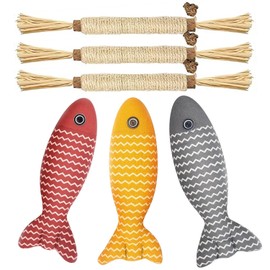 6 PCS Cat Catnip Toys, 3 PCS Catnip Toys Fish, 3 PCS Natural Matatabi Silvervine Chew Sticks, Catnip Sticks, Cat Toy for Indoor Cats, Cat Catnip Pillows for All Breeds Kitten, Cat Interactive Toy Teet