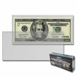 BCW (3) REGULAR  BCW DELUXE CURRENCY SLEEVE Dollar BILL  HOLDERS MONEY SEMI RIGID