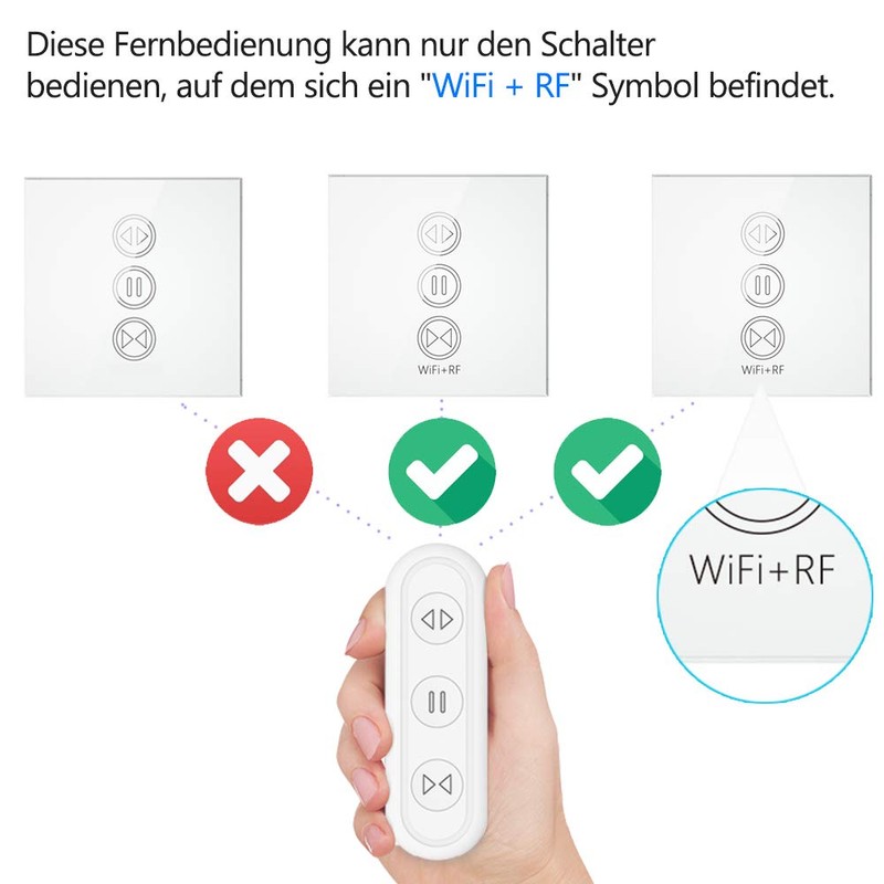 LoraTap WiFi Smart Blind Switch with RF Remote Control /