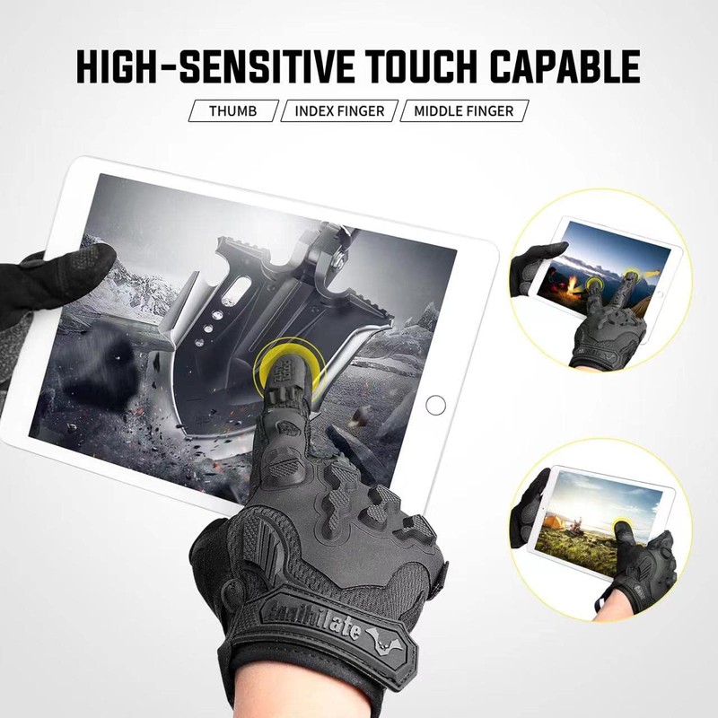 Zune Lotoo Tactical Gloves, Paintball Gloves, Men's Touchscreen Compatible, Breathable