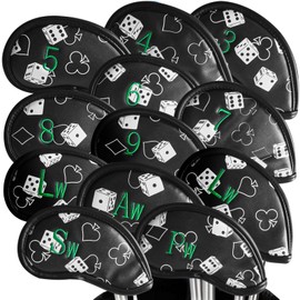Golf Club Headcovers Iron Synthetic Leather Deluxe Value 12 Pcs/Set, Golf Head Covers with Number Printed Durable Light for Men Women Universal Fit All Irons Clubs (Carbon)