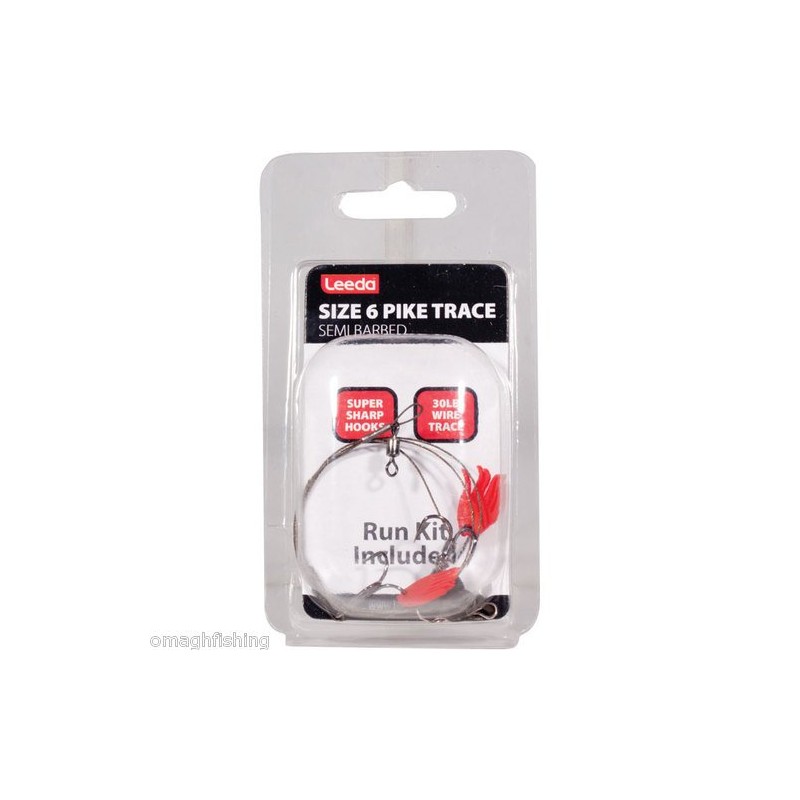 LEEDA PACK OF 5 Pike Trace Size 6 Semi-Barbed- Deadbait