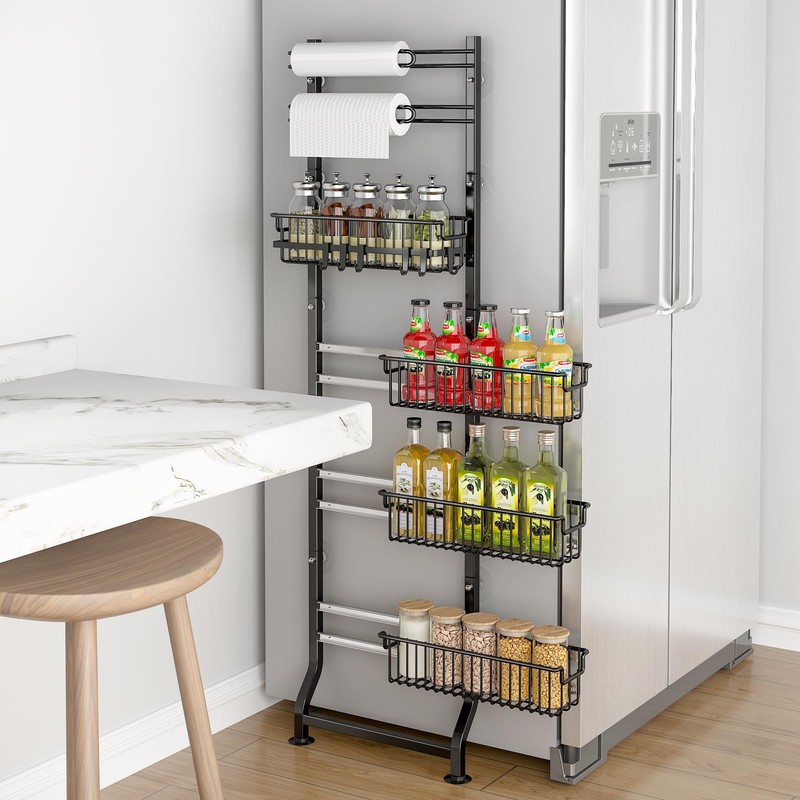 BUKFEN 6-Tier Slim Corner Shelf, Spice Rack Next to Fridge