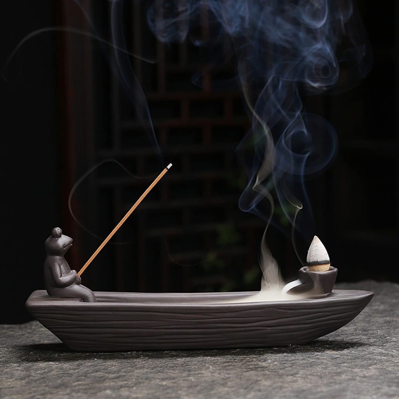 ChangWanna Frog Incense Holder Waterfall - Ceramic Cone Backflow Incense