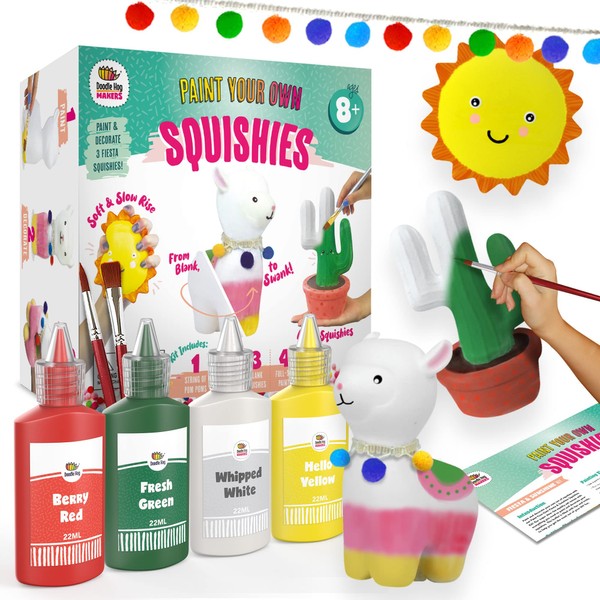 DOODLE HOG Alpaca Squishies Kit | Squishy Maker Crafts for Girls Ages 8 | Paint Your Own Squishies Kit | Squishy Painting Kit | Arts and Crafts for Kids Ages 8-12 | Squishy Gifts for Girls Art, Boys