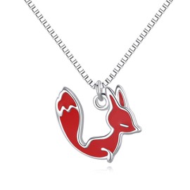VIKI LYNN 925 Sterling Silver Animal Red Fox Pendant Necklace for Women