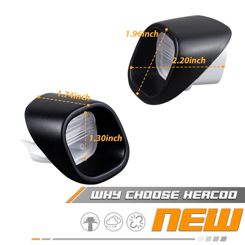 HERCOO License Plate Lights Lamp Lens Left Right Hand Housing