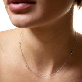 XENOX® Zarge Women's Necklace Made of High-Quality 925 Sterling Silver with Zirconia Stone, Silver, Cubic Zirconia