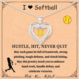 Softball Necklace for Girls Women Infinity Heart Pendant Necklace Sport Jewelry Gifts for Daughter Sports Fans