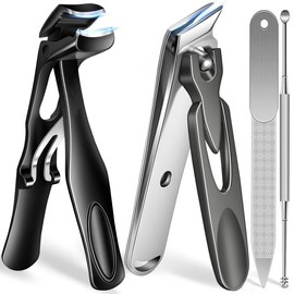 Heavy-Duty Toenail Clippers for Seniors – Large Ingrown Toenail Cutter for Thick Nails, Wide Opening Design, Perfect Christmas Stocking Stuffer Gift for Men - Color: Black Angled Head&Slanted Nail Clippers