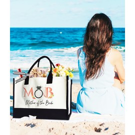 LNGORUS Mother of the Bride Tote Bag for Woman, Mother Tote Bag for Wedding Engagement Bridal shower, 17 x 11.8 x 7 Inches