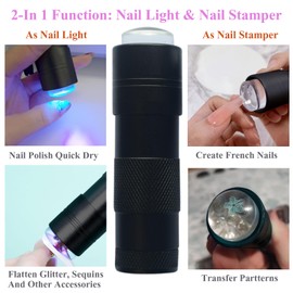 Portable Handheld UV Light For Gel Nails, LED Mini UV Nail Lamp With French Tip Stamp Silicone Head, Small Lámpara Para UñAs U V Flashlight Nail Dryer For Rhinestone Glue Decoration DIY At Home Travel