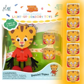 Glo Pals x Daniel Tiger's Neighborhood Water-Activated Bath Toy with 6 Reusable Light-Up Cubes for Sensory Play (Cubes with Character)
