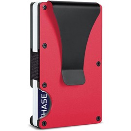 Metal Card Holder RFID Protection Minimalist Wallet Money Clip Money Clip Card Holder for Men Credit Card Holder Compact Card Holder Wallet for Men and Women, red, Minimalist