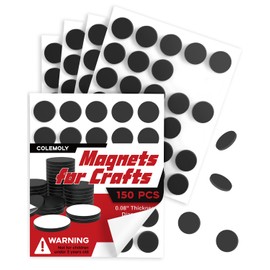 Colemoly Magnet Dots Round Magnetic with Adhesive Backing, Peel and Stick Magnets Sheets for Home, School, Office, Crafts, DIY, Art Projects, 150 PCS (0.8’’ x 0.8’’ x 0.08’’)