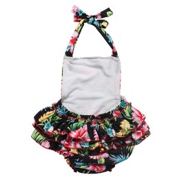 Redbub - Mameluco de una pieza con volantes florales y diadema, Negro -, 2-4 Años