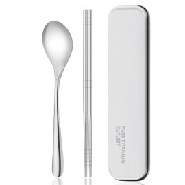 Pure Titanium Cutlery Set Chopsticks Fork Spoon Table Knife Portable Reusable Travel Tool Set (2)