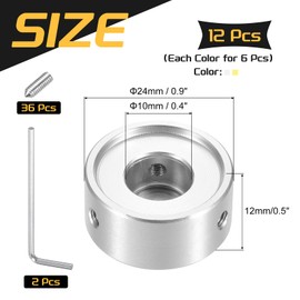 sourcing map 12 Pcs Footswitch Toppers Guitar Pedal Button Caps Metal Footswitch Top Cover 3/8" for Guitar Effects Pedal Buttons, Silver, Gold