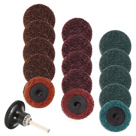 Mesee Pack of 15 Sanding Discs Set, 2 Inch Roll Lock Quick Change Discs for Rod Sanders, Surface Rusting, Grinding, Polishing, Burr, Rust Colour (Course/Medium/Fine Grain)