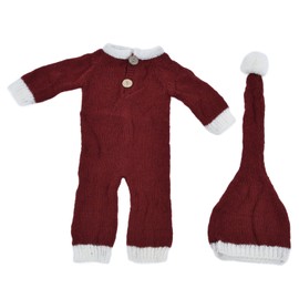 Breathable Baby Photography Photo Props Set Soft Mohair Jumpsuits Hat Costume for Newborn(Hat Jumpsuits )