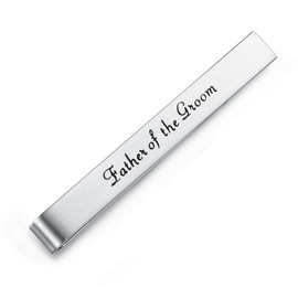 Honey Bear Mens Wedding Marriage Tie Clip Bar - Normal Size Stainless Steel Gift,5.4cm,Brushed SIlver (Father of the Groom)
