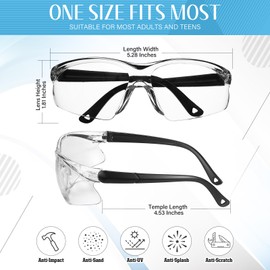 Geiserailie 6 Pcs Safety Glasses Bulk Clear Safety Goggles ANSI Z87.1 Scratch Resistant Eye Protection for Work Lab Construction (Black)