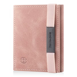TRUSADOR Marseille Rfid Leather Wallet for Women and Men Includes ID Window, Detachable Mirror, Holds Bills, Cards, Includes Coin Pocket, Holds Cash (Pink)