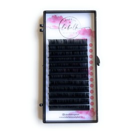 La Bella Beauty Bar Eyelash Extensions Individual & Volume Velvet Black & Multi Colour 0.07-0.08mm CC-D Curl 9-14mm Professional Eyelash Extension Supplies (0.08 CC 13mm, Velvet Black Volume)