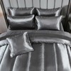 Bedding_Dreamer Silk Like Grey Comforter Set with Sheet Sets Queen