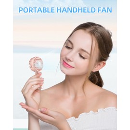 KIDEE Portable Mini Handheld Fan 2 Pack with 3 Speeds, Battery Powered Personal Hand Fans USB Rechargeable for Travel, Small Lash Fan for Women Girls, Pink
