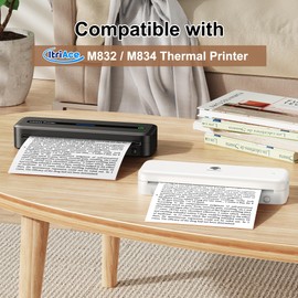 ItriAce A4 Thermal Paper, Quick-dry Continuous Thermal Paper, Compatible with M08F/M832/M833/M834 MT810 Printer, 8.5"x11",4 Rolls,Roll Storage for 10 year