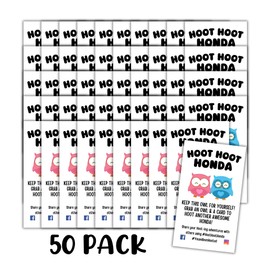Hoot Hoot Honda Duck Duck Jep for Honda Cards Tags | 50pk 2x3.5” Owl Figurine SUV Car Game You’ve been Ducked Minivan Version Rubber