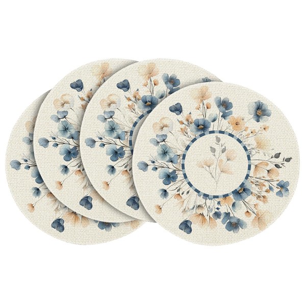 Artoid Mode Bloom Flowers Floral Weeds Spring Round Placemats Set