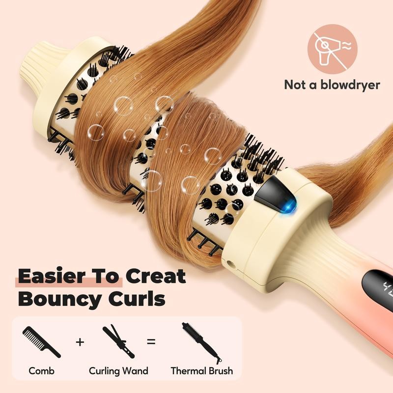 FARERY Curling Iron Brush Ceramic, Digital Display 9 Temps Thermal