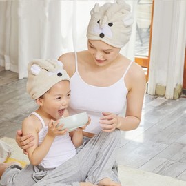 Cysocool Anti-Frizz Women's Microfibre Hair Turban with Button, Girls Quick-Drying Hair Drying Towel Turban Soft Hair Towel Absorbent Twisted Turban Head Towel Hat for All Hair Types