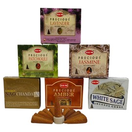 Hem and Golden Incense Dhoop Cones Assorted Set With Nag Chandan Dhoop Cones 5 Pack, Incense for Meditation, Yoga, Relaxation, and Aromatherapy.