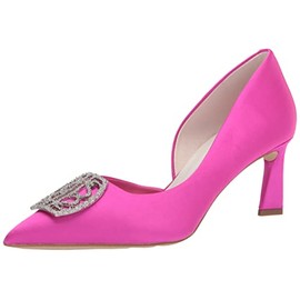 Franco Sarto Womens Tana Pointed Toe D'Orsay Mid Heel Pump, Fuchsia Pink Satin, 6.5