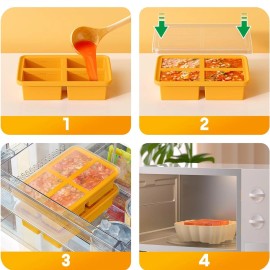 Silicone Tray Freezer Mold Freezer Container 4 Grids Silicone Freezer Mold
