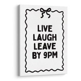 XWELLDAN Trendy Coquette Bow Funny Live Laugh Leave By 9 PM Hallway Entryway Entrance Framed Canvas Wall Art Decor, 11x14 Inches(682-yh-Fanny prints)