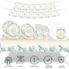 70P Sage Eucalyptus Green 40th Birthday Tableware Set with Banner,