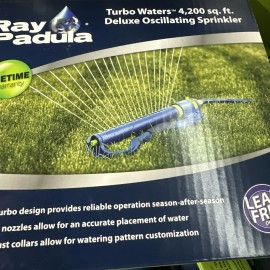 Ray Padula Turbo Oscillating Sprinkler: Leakproof Design, 4000 sq ft Coverage