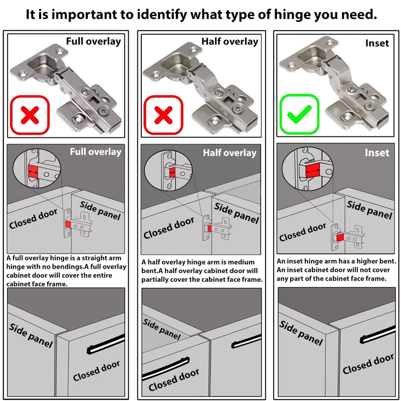 AERZETIX: 4 Invisible 110° Hinges with Shock Absorbing 3D Clip