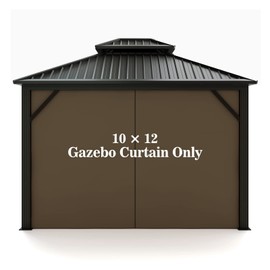 Gazebo Universal Replacement Privacy Curtain – Hugline 10' x 12' Gazebo Side Wall Outdoor Privacy Panel with Zipper (Brown)
