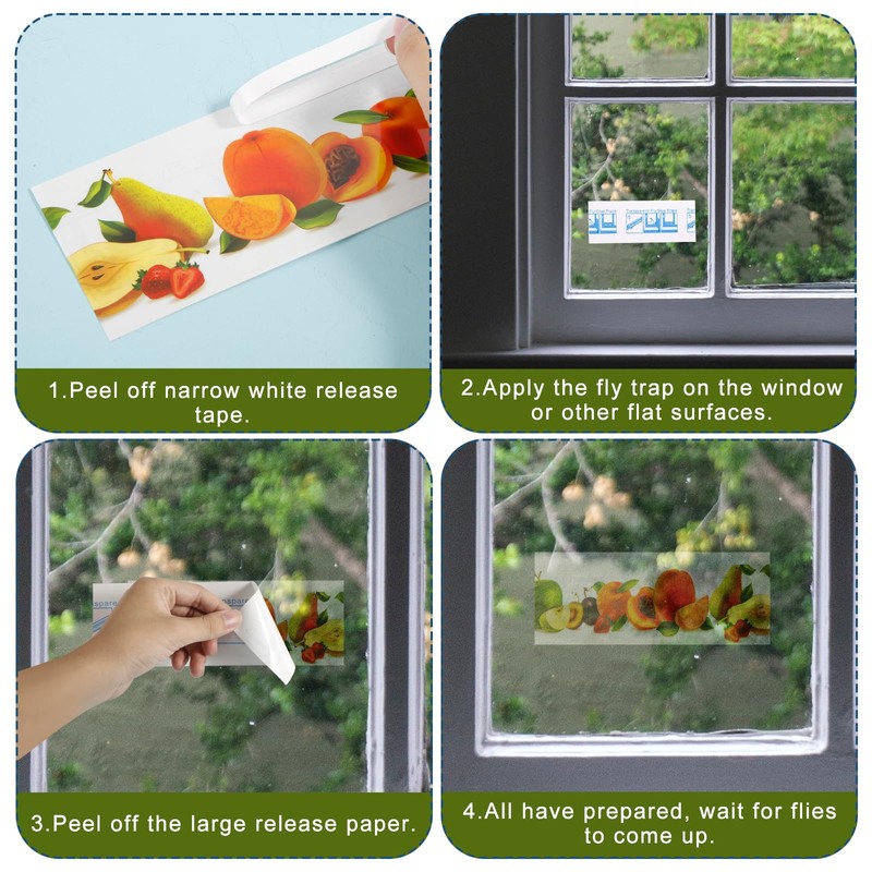 24pcs Window Fly Traps Sticker for Indoors, Fruit Styled Transparent