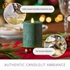 Luminara Dark Green Seaglass Flameless Candle Moving Flame Pillar, Unscented