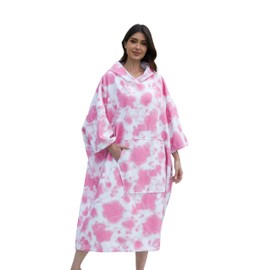 NUBURGREY Surf Poncho Hooded Beach Towel Quick Dry Terry Cloth Changing with Pockets Swim Cover Up for Adults Surfing Accessories Ocean Swimming Gear