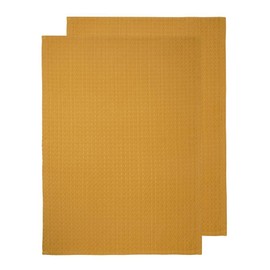 J.Elliot Waffle Tea Towels 2 Pack, 70 cm Length x 50 cm Width, Mustard