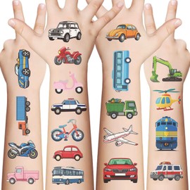 10 Sheets Car Story Temporary Tattoo, Cartoon Tattoo Toy For Children Boys Girls Teens Birthday Party Favors Waterproof Sticker Fake Tattoos